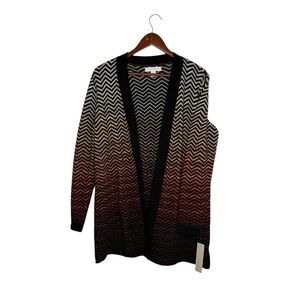 Laura Ashley Wool Chevron Ombre Open Duster Cardigan Sweater Petite Medium NEW